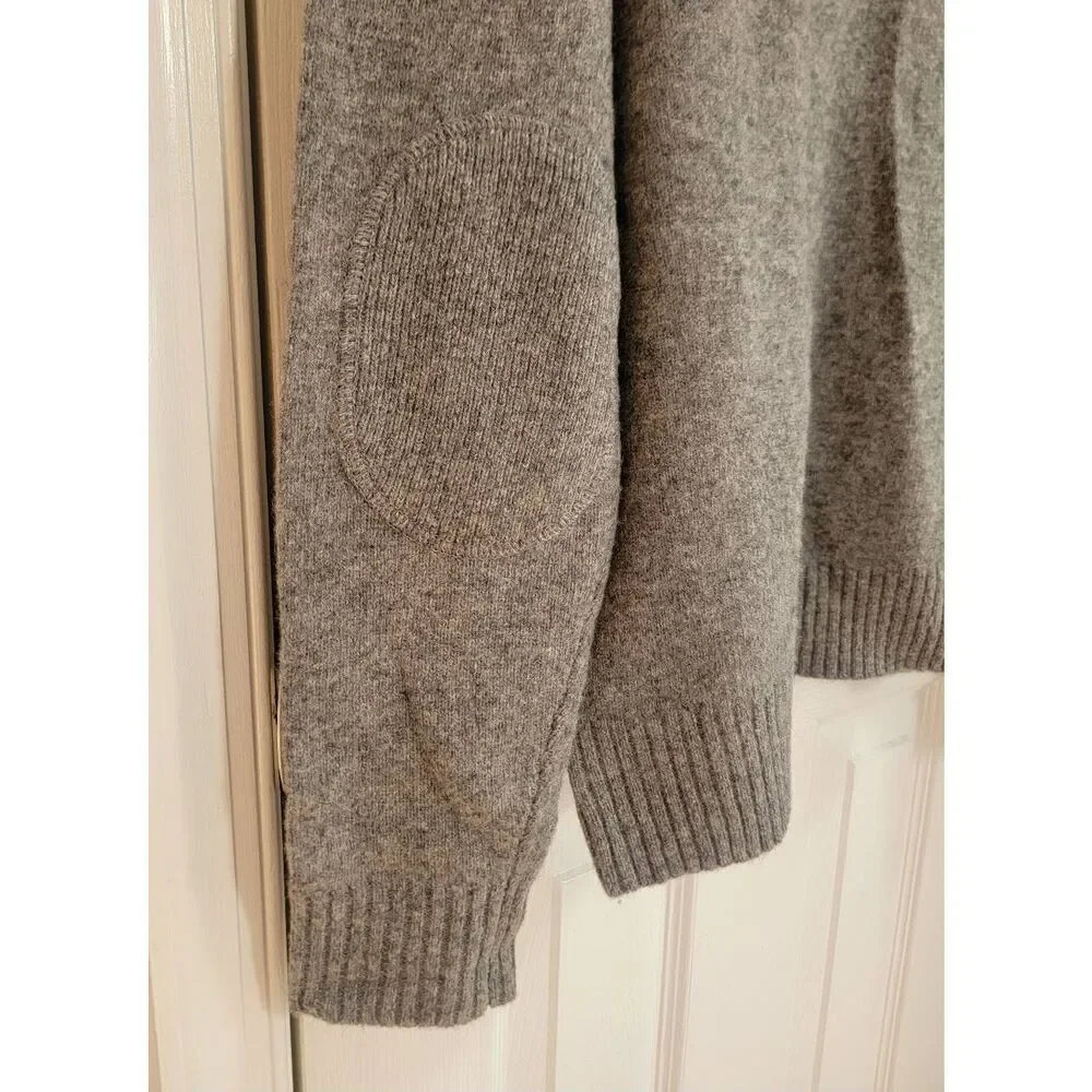 J.Crew Wool Argyle Grey Blue Sweater 1/2 Zip L